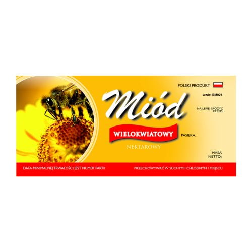 Etykieta na miód wielokwiatowy – różne wzory
