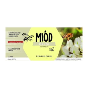 Etykieta na miód akacjowy – różne wzory