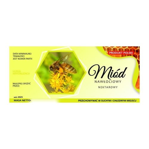 Etykieta na miód nawłociowy – różne wzory