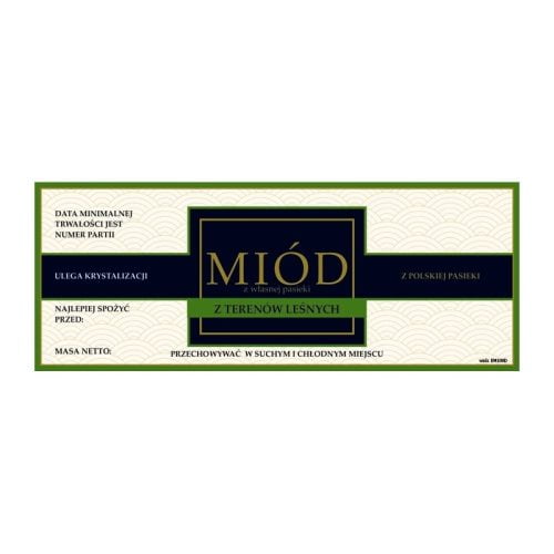 Etykieta na miód z terenów leśnych – różne wzory